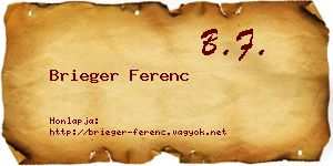 Brieger Ferenc névjegykártya